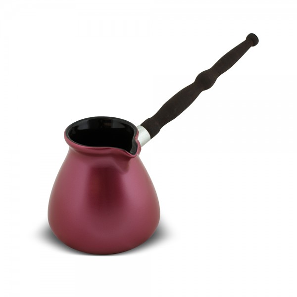 Keramikas kafijas turka katliņš turku kafijai cezva ibrik kafijas kanniņa "Inove" ar noņemamu koka rokturis, tilpums 450 ml, rozā zelta krāsa 